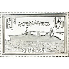 France, Médaille, Timbre, Paquebot Normandie, 1983, Argent, STGL