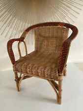 1 ⚜️ Ancienne Petite Chaise Enfant en Osier et Rotin Vintage