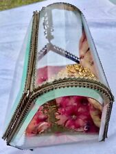Coffret ancien verre biseauté & bombé, laiton doré .Ecrin boite.XIX°. taille XXL