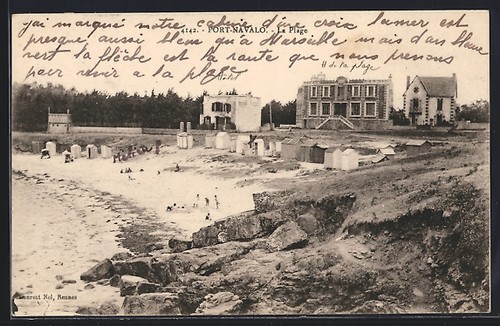 Cpa port navalo - plage, avec