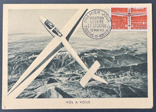 Carte Postale VOL A VOILE . PREMIER JOUR / Aviation Legere et Sportive / 1962