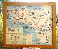 ancienne carte géographie MDI illustrée  France Bretagne pays Loire