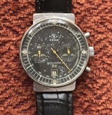 RARE ANCIENNE BELLE HOMME MONTRE YEMA SOUS MARINE MÉCANIQUE VALJOUX CHRONOGRAPHE
