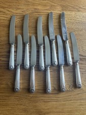 EWART PERKINS SHEFFIELD SILVER KNIFES 10 COUTEAUX COQUILLES MANCHES ARGENT
