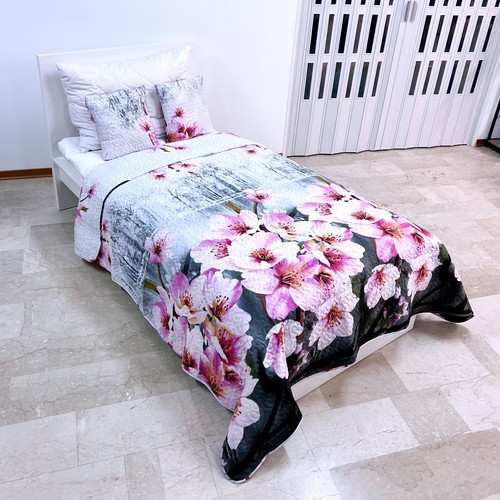 Fleur cerise courtepointe - cerise,