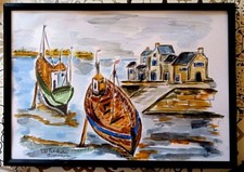 Petit port breton aquarelle - port,