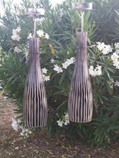 Paire de Suspensions en Pâte de Verre Gravé 1980 , Designs Vintage .