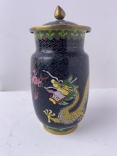 CLOISONNE POTICHE POT VASE DRAGONS BRONZE EMAUX CHINE CHINOIS ASIATIQUE