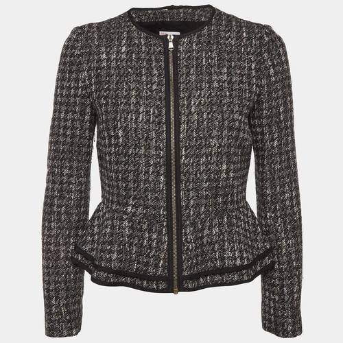 Veste peplum zippée - en, tweed
