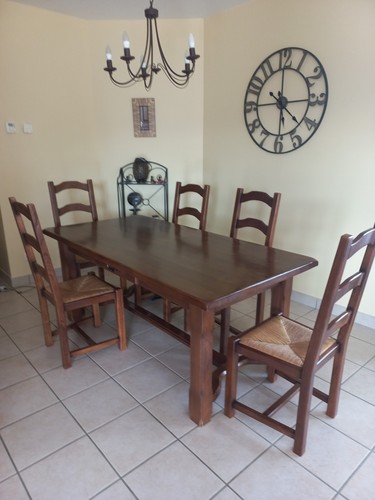 Table bois massif 6 - table, chaises
