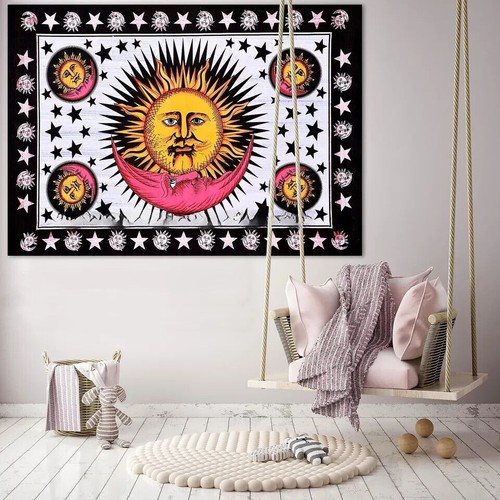Tapisserie mandala soleil lune