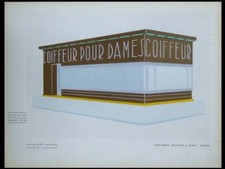 ART DECO FRANÇAIS, COIFFEUR FEMME, PARIS - POCHOIR 1930 - HENRY DELACROIX