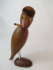 Tire-Bouchon Avec Décapsuleur Comme Figurine Oiseau Teck Bois Mid Century 50´S
