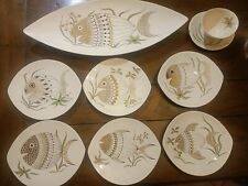 Service à Poisson en Céramique Ancien Vintage Design , Salins ,Vaisselle 