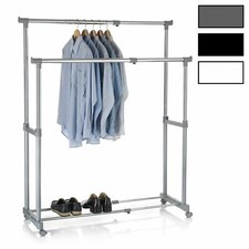 Portant à vêtements penderie double sur roulettes avec hauteur réglable chromé