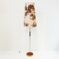 LAMPADAIRE SCANDINAVE VINTAGE 1960 EN TECK & LAITON 60S 1960S SUPERBE ABAT-JOUR