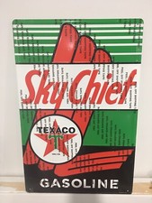 TEXACO SKYCHIEF OIL GAS GASOLINE SIGN VINTAGE LOOK PUMP PLATE GARAGE MAN CAVE