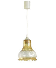 Plafonnier français vintage signé Vianne verre ambré décoration florale 4524