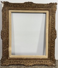 Cadre ancien sculpté 6F Montparnasse restaurations à prévoir Feuillure: 42x34cm