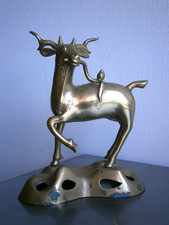 Statue Cerf Laiton Chine Art Asie Sculpture déco Animalier Ancien