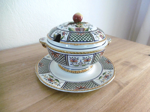Sauciere couvercle faience - sauciere,