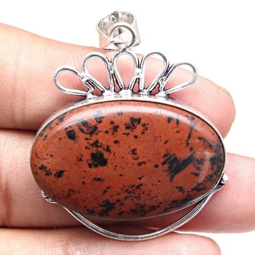 Pendentif acajou obsidienne