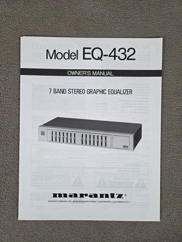 Marantz model 432 owner s - model, owner's