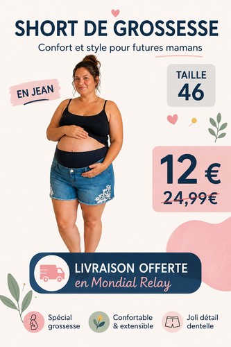 Short grossesse jean - short, de