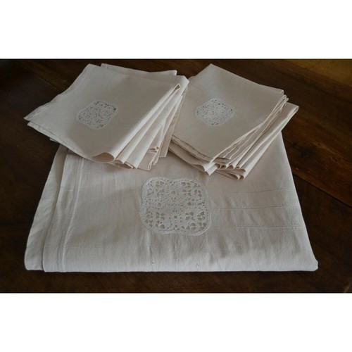 Antique nappe brodé la - nappe,
