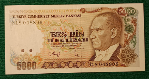 Billet turquie 5000 turk - turquie,