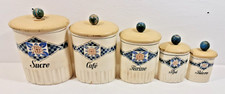 Ancienne Série Lustucru 5 Pots Porcelaine Farine Sucre Café Thé Poivre