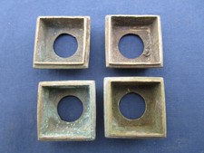 4 bagues carré côté int. 2,5 cm ancienne laiton pieds meuble table fauteuil