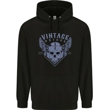 Hoodie Pour Homme En Coton À 80% Avec Crânes De Motard Vintage