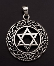 Medaille Pendentif Etoile de David Entrelacs Shatkona Argent 925 - 6.5 g #25877 