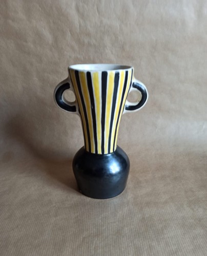 Vase céramique vintage noir - vintage,