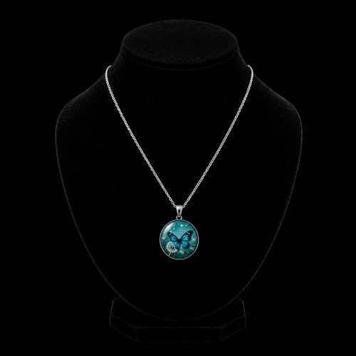 Collier papillon turquoise - collier,