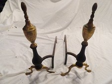 Antique Brass Fireplace Andirons log holders