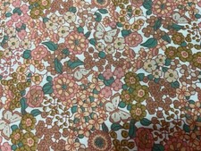 Tissu Coton style liberty fleurs papillon ton de terre