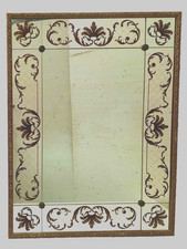 miroir circa1950 verre églomisé décor antique cadre stuc doré . XX siècle .