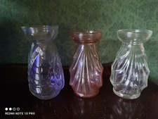 3  anciens vases à Jacinthes Bulbes Verre moulé  pressé  Vintage Motifs Art Déco