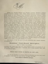PAUL ROCQUE Le Baron Gallas FAIRE PART Fenestre Raynal Miroude Delecluse 1880