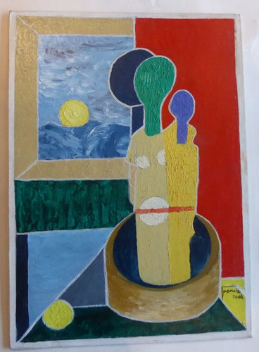 Tableau abstrait moderne - abstrait, huile