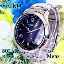 Montre pour homme SEIKO bleue solaire analogique en acier inoxydable montre...