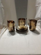 Service Café Métal Argenté Tasses Et Sous Tasses Poinçon RC METAL BLANC Art Déco