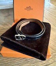 BRACELET HERMES ÉTRIVIÈRE BEHAPI DOUBLE TOUR CUIR NOIR / MARRON LEATHER BAND