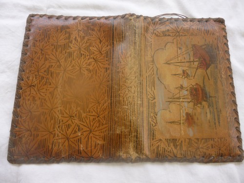 Couvre livre ancien cuir - livre, en