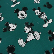 Tissu coton jersey Disney Mickey Mouse rétro vert noir blanc tissu enfant