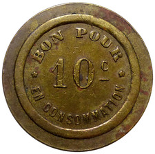 Jeton Bon pour 10 Centimes en