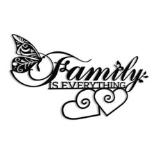 Décoration Murale Moderne Métal pour Maison Famille Citation Noir 41x25 5 CM