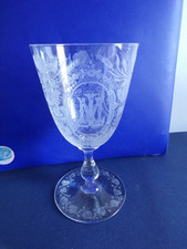 VERRE DE MARIAGE ANCIEN A PIED GRAVE M L DECOR FLEURS EN CRISTAL